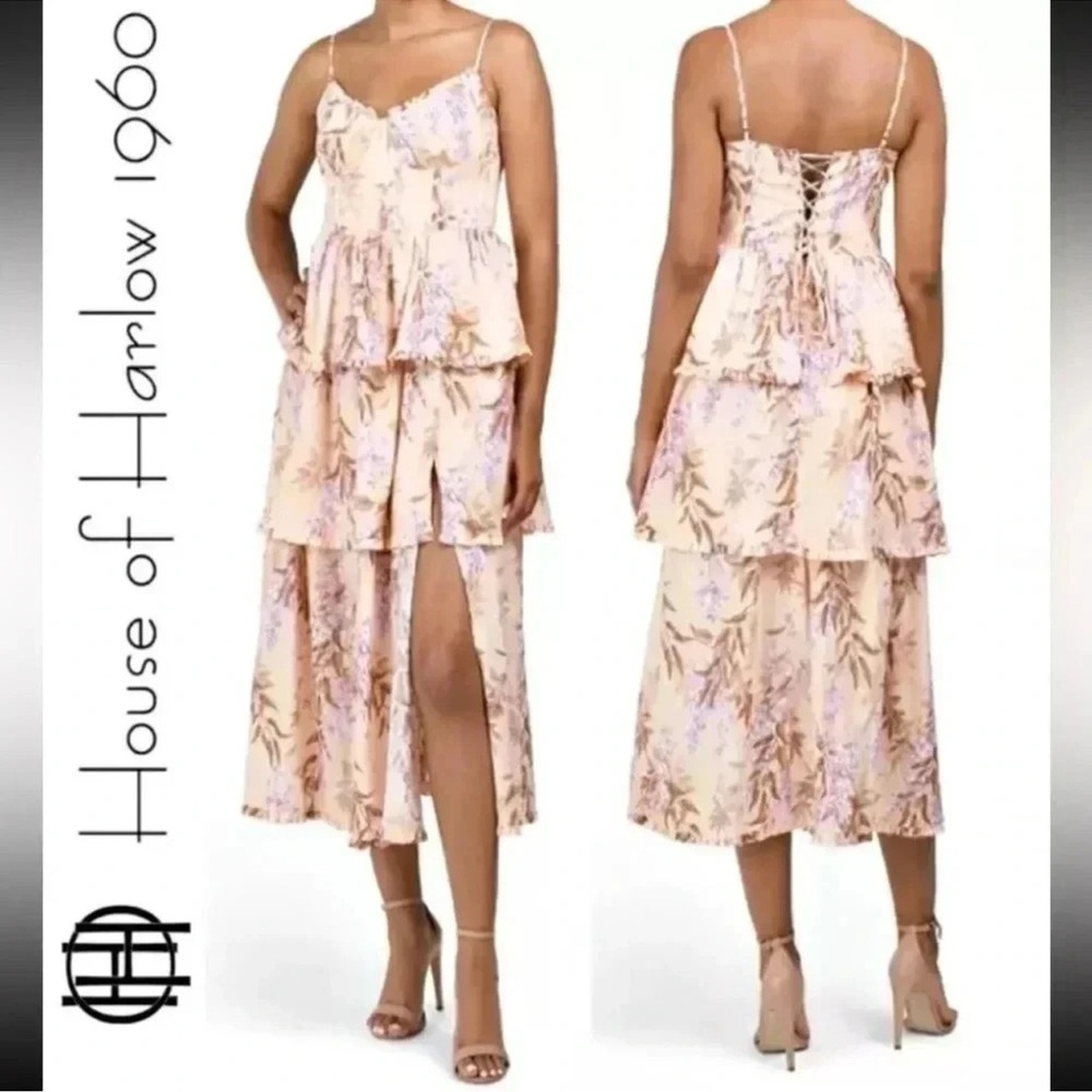 House of Harlow 1960 Pink Asymmetrical Ruffled Sundress